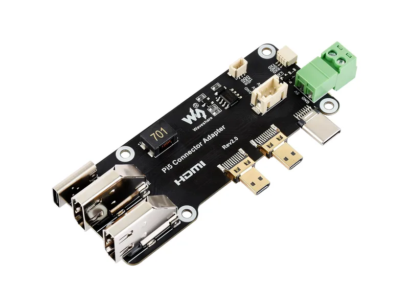 Многофункциональный адаптер Micro HDMI-HDMI, совместимый с Raspberry Pi 5/4B, два метода питания, поддержка двух выходов 4K