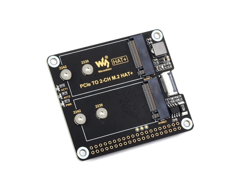 Переходник PCIe на 2-канальный M.2 для Raspberry Pi 5, совместимый с твердотельным накопителем NVMe размера 2230/2242, Raspberry Pi 5 M.2 HAT