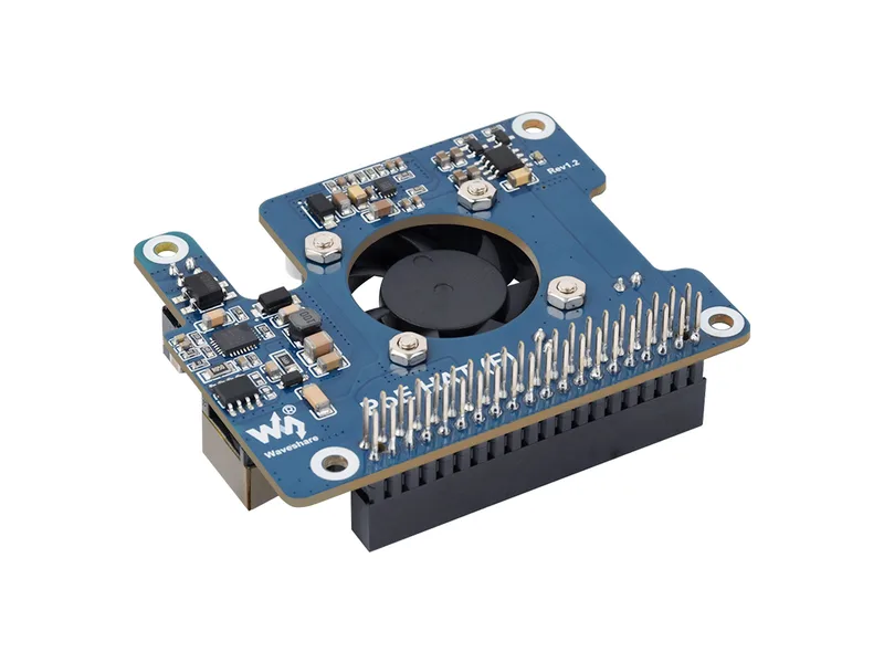 Шляпа Power Over Ethernet (F) для Raspberry Pi 5 / CM 5, высокая мощность, встроенный охлаждающий вентилятор, с металлическим радиатором, поддержка сетевого стандарта 802.3af/at