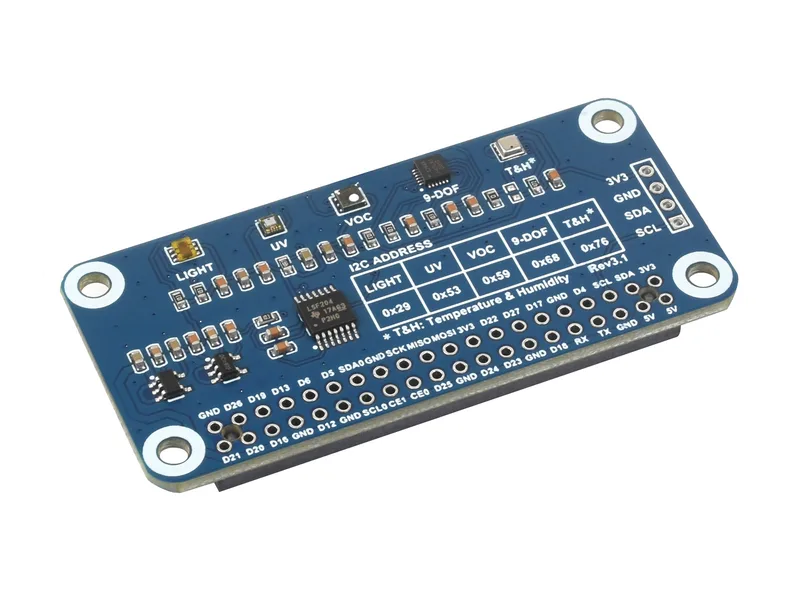 Шляпа датчика окружающей среды для Raspberry Pi, шины I2C