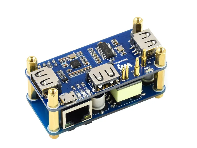 PoE Ethernet / USB-концентратор для Raspberry Pi Zero, 1x RJ45, 3x USB