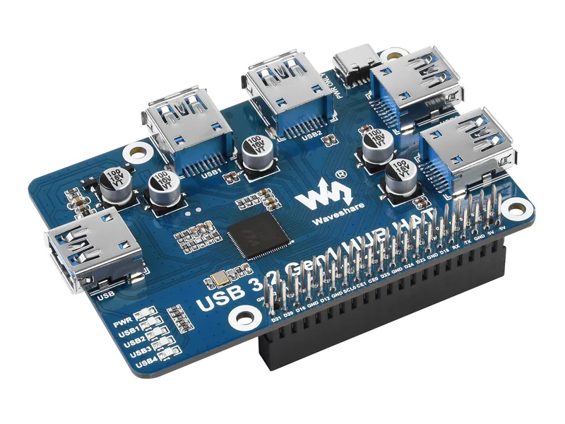 Шляпа-концентратор USB 3.2 Gen 1 для Raspberry Pi, 4 порта USB 3.2 Gen 1, без драйверов