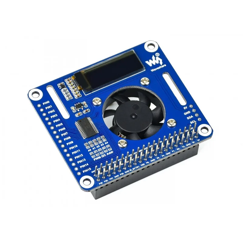 Вентилятор с ШИМ-управлением для Raspberry Pi, I2C, монитор температуры