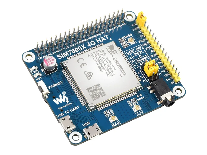 SIM7600G-H 4G HAT для Raspberry Pi, поддержка LTE Cat-4 4G/3G/2G, позиционирование GNSS, глобальный диапазон