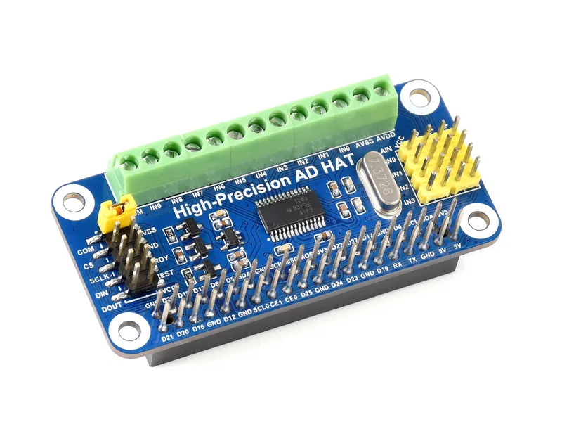 Высокоточный AD HAT для Raspberry Pi, ADS1263 10-канальный 32-битный АЦП