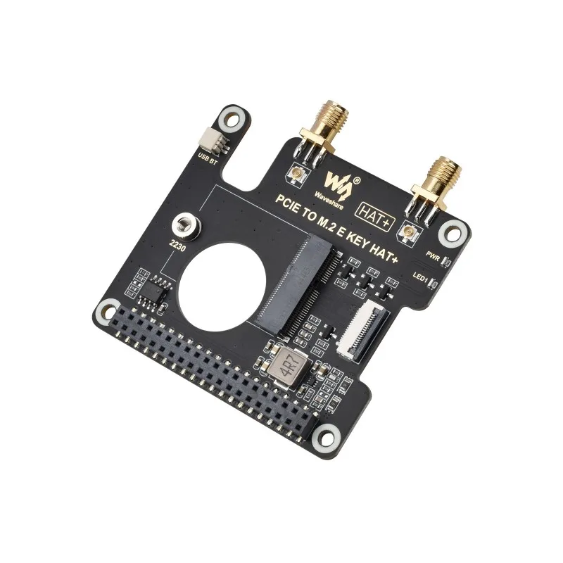 Шляпа PCIe To M.2 E KEY HAT для Raspberry Pi 5, совместима с беспроводной сетевой картой NGFF (M.2 E Key), поддерживает соединение USB Bluetooth, стандарт HAT+, Raspberry Pi 5 PCIe HAT