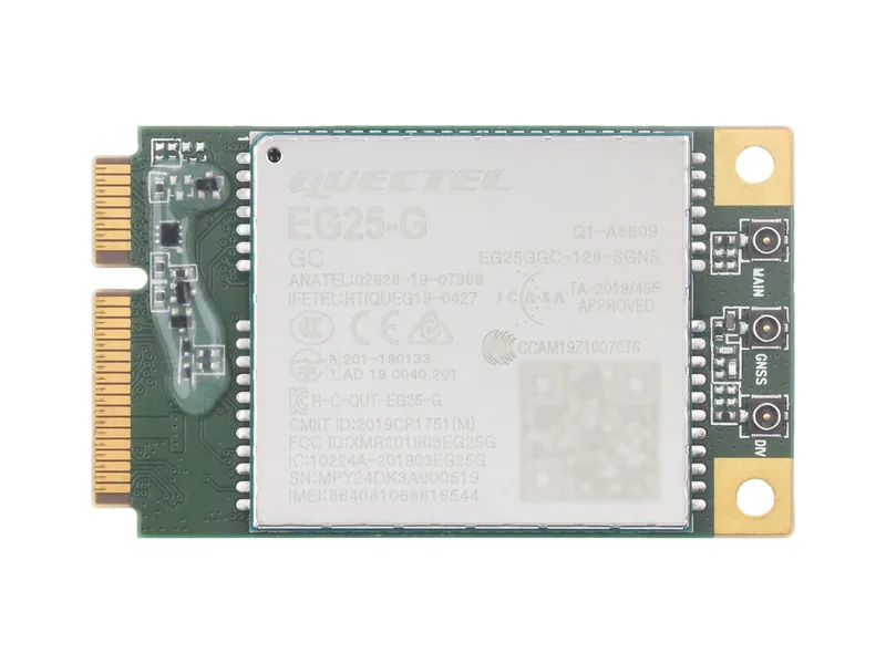 Модуль Quectel EG25-G mPCIe, модуль LTE Cat 4 с форм-фактором PCI Express Mini Card, поддержка нескольких режимов беспроводной связи