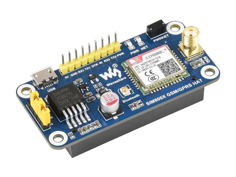 SIM800C GSM/GPRS/Bluetooth HAT для Raspberry Pi, связь 2G