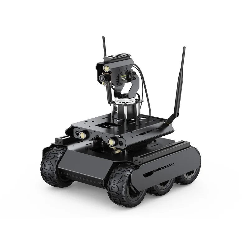 UGV Rover с открытым исходным кодом, 6 колес, 4WD робот с искусственным интеллектом для платы серии Jetson Orin, два контроллера, гибкое всенаправленное панорамирование на 360 °, дополнительно для комплекта Jetson Orin Nano 4 ГБ