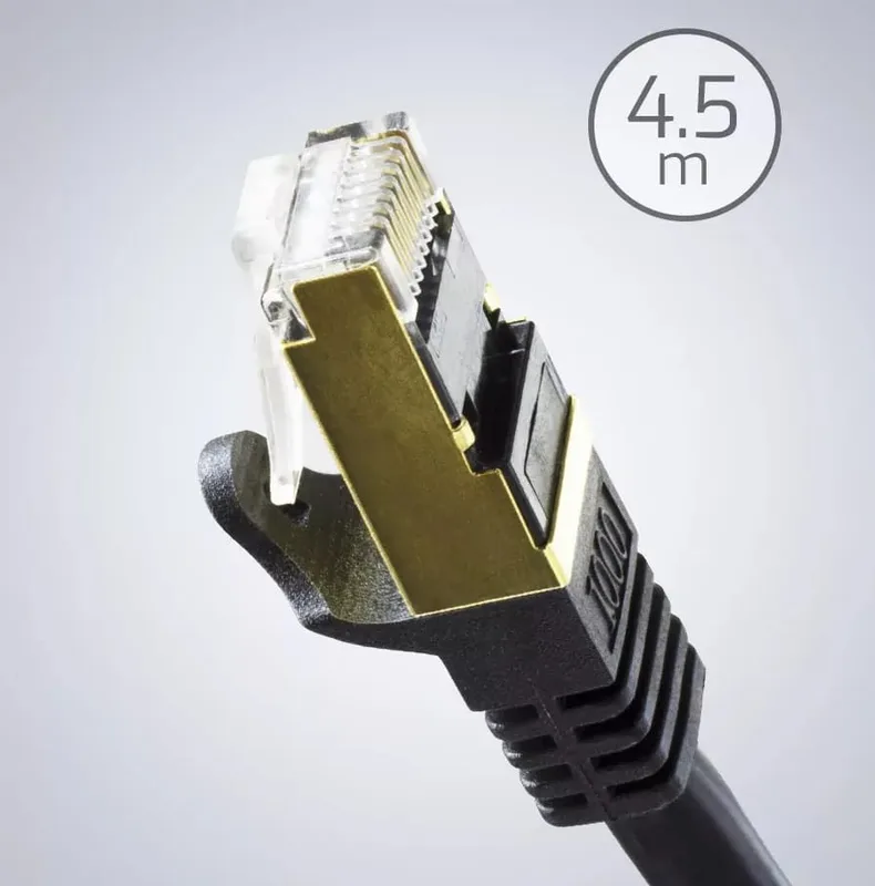 Ethernet Cat6a STP Patch Cable – 4.5m, Black, Snagless
