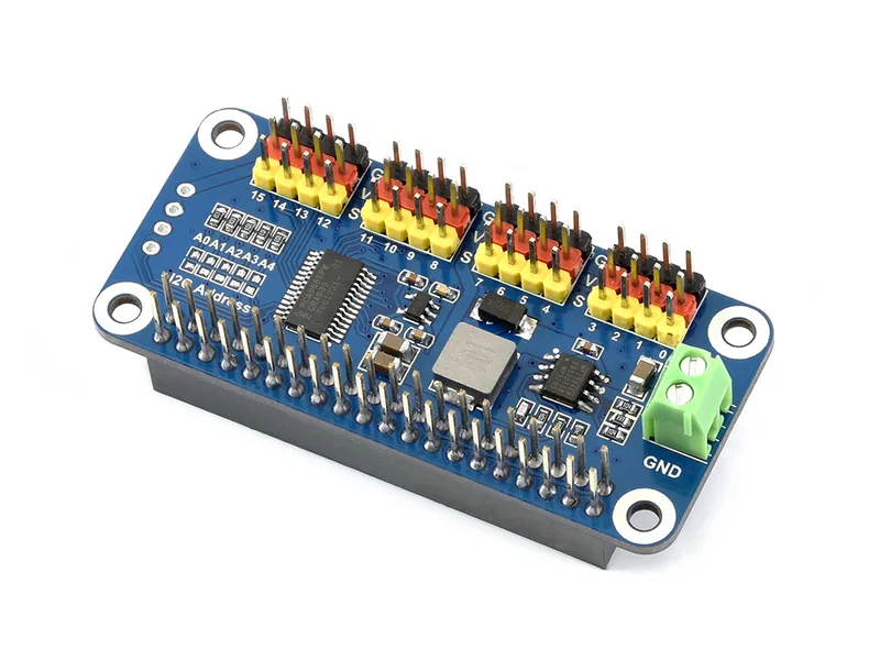 Шляпа сервопривода для Raspberry Pi, 16-канальный, 12-битный, I2C