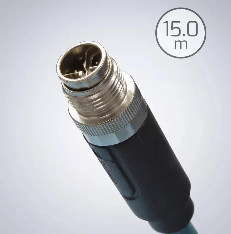 M12 to RJ45 IP67 Cat6a Cable – 15m, Dark Green