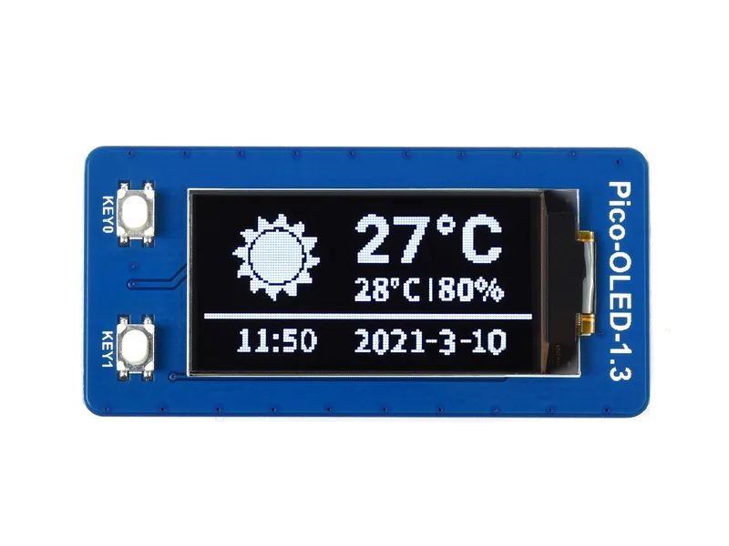 Модуль 1,3-дюймового OLED-дисплея для Raspberry Pi Pico, 64×128, SPI/I2C
