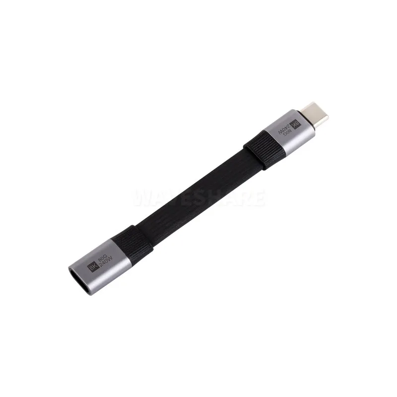 USB4 V2.0 Полнофункциональный короткий удлинительный кабель Type-C, передача данных 80 Гбит/с, поддержка изгиба на 90°, гибкая оболочка из ТПЭ, передача HD-видео 8K при 60 Гц