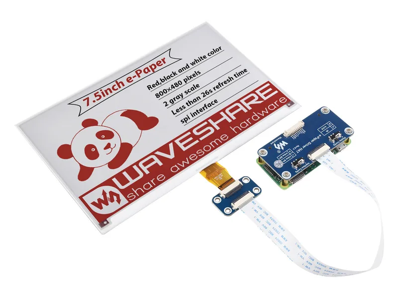 7,5-дюймовый дисплей E-Paper E-Ink HAT (B) для Raspberry Pi, 800×480, красный/черный/белый, SPI