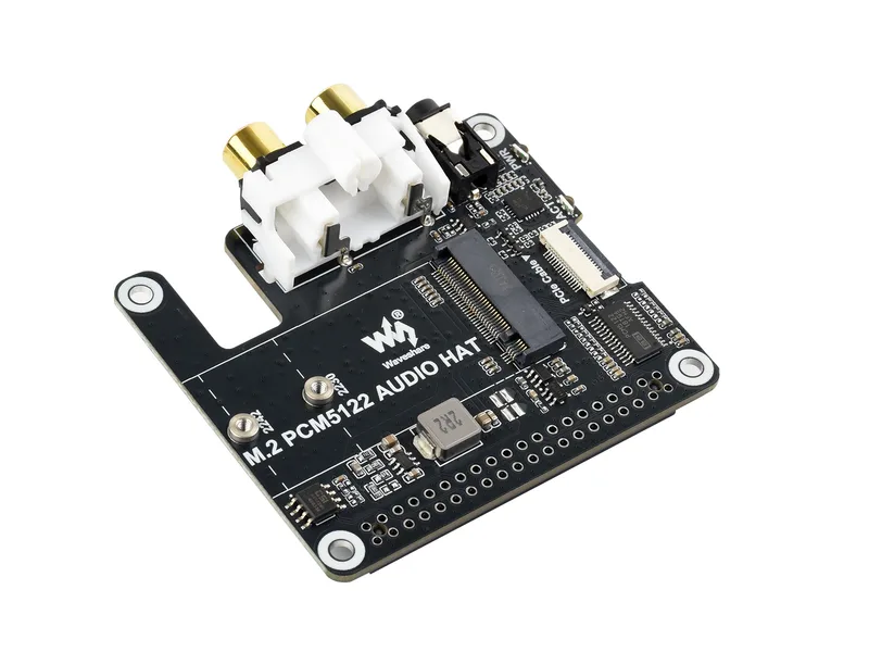 Шляпа PCIe для M.2 с аудиорасширением I2S для Raspberry Pi, поддержка твердотельного накопителя по протоколу NVMe, встроенный разъем для наушников 3,5 мм и разъем RCA, без драйверов