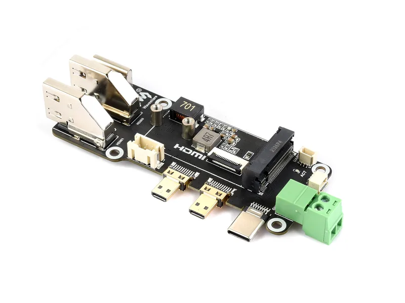Многофункциональный адаптер PCIe-M.2, совместимый с Raspberry Pi 5, два способа питания, поддержка двух выходов 4K