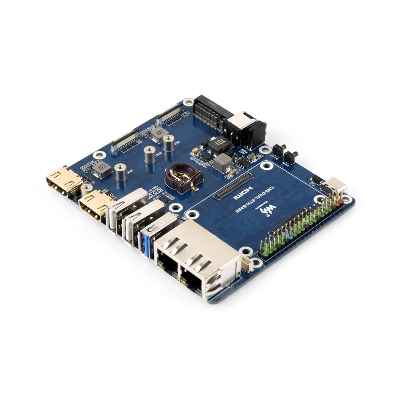 Базовая плата Gigabit/2,5G Dual Ethernet для Raspberry Pi CM5. Двойные порты Ethernet RJ45, поддержка двух выходов дисплея 4K и двух интерфейсов MIPI