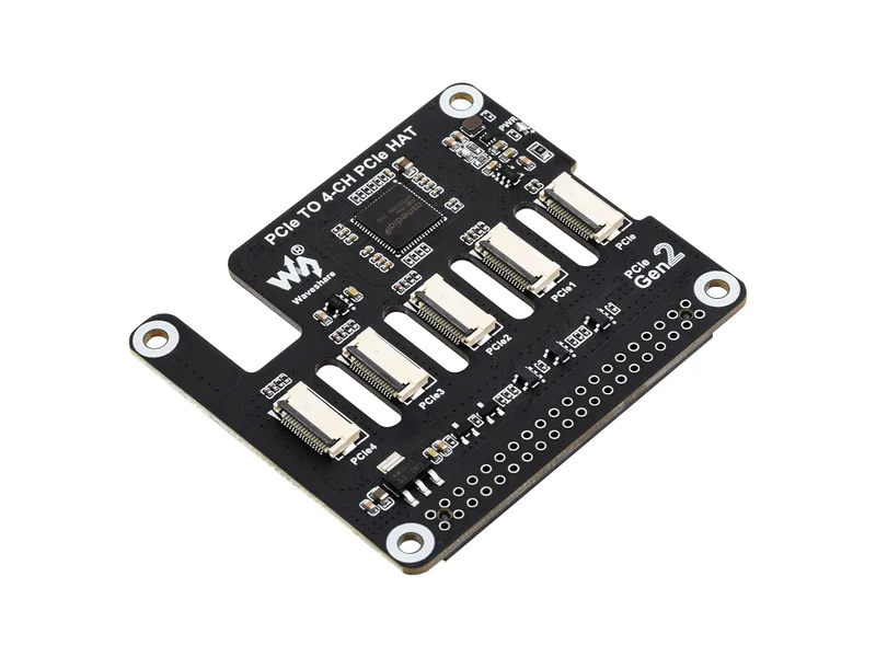 4-канальная плата адаптера PCIe FFC для Raspberry Pi 5, расширяет интерфейс PCIe Pi 5 до 4-канальных разъемов PCIe FFC, поддерживает объединение нескольких PCIe HAT, Raspberry Pi 5 PCIe HAT