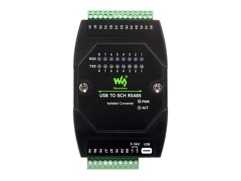 USB TO 8CH RS485 изолированный преобразователь промышленного класса, адаптер USB-RS485, несколько схем защиты, поддержка настенного и рейкового монтажа