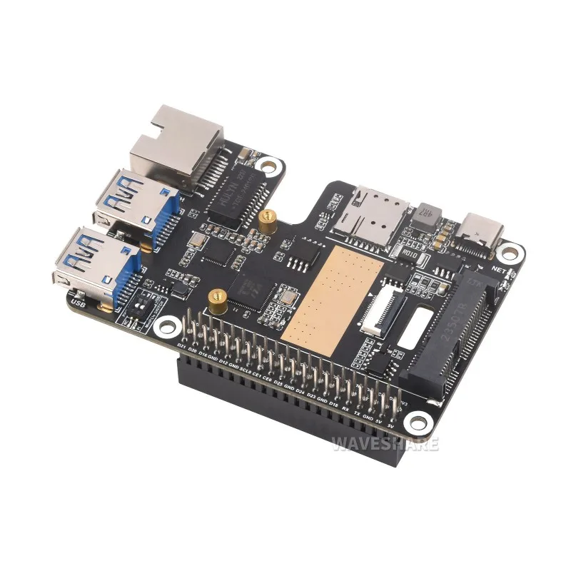 PCIe to MiniPCIe/Gigabit Ethernet/USB 3.2 Gen1 HAT для Raspberry Pi 5, поддерживает интерфейс MiniPCIe, модуль 4G, высокоскоростную сеть, Raspberry Pi 5 HAT