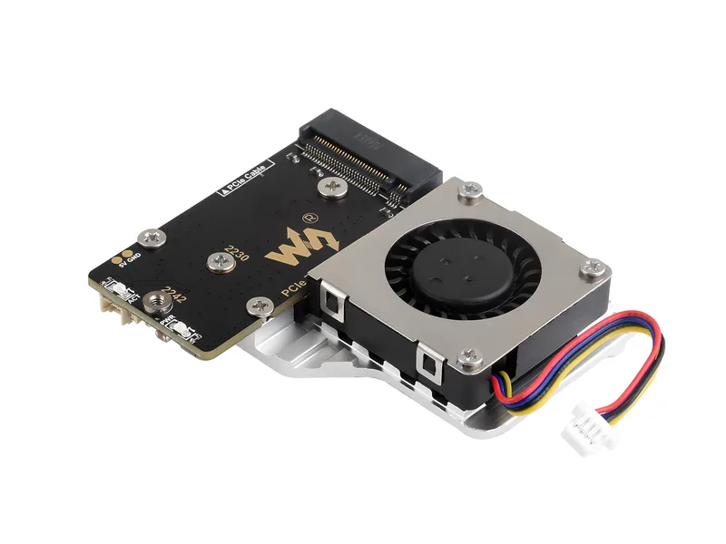 Плата адаптера PCIe к M.2 (E) для Raspberry Pi 5, с охлаждающим вентилятором, совместима с твердотельным накопителем M.2 протокола NVMe размера 2242/2230, высокоскоростным чтением/записью, Raspberry Pi 5 NVMe