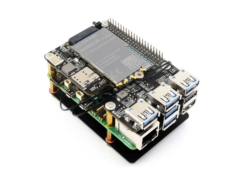 Шляпка PCIe для M.2 4G/5G и USB 3.2 для Raspberry Pi 5, совместимость с модулями SIMCom/Quectel 4G/5G, шляпа Raspberry Pi 5, высокоскоростная сеть
Шляпа