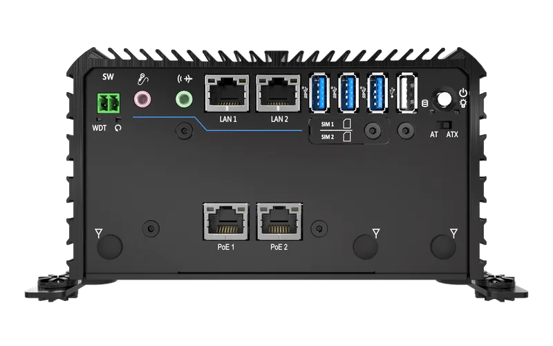 RCO-1000-EHL-30-2P Fanless Mini Computer With Intel® Atom® X6425E Processor, 2x DP, 2x COM, 1x 2.5" SATA HDD Bay, Dual P
