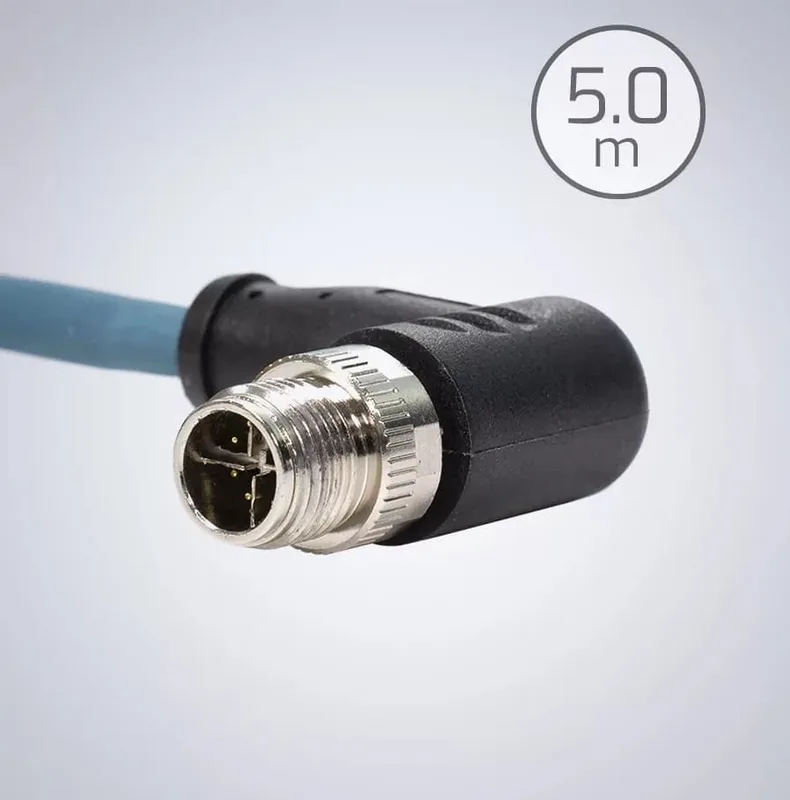 M12 to RJ45 IP67 Cat6a Cable [Right Angle, Atlas/Helios Side] – 5m, Dark Green