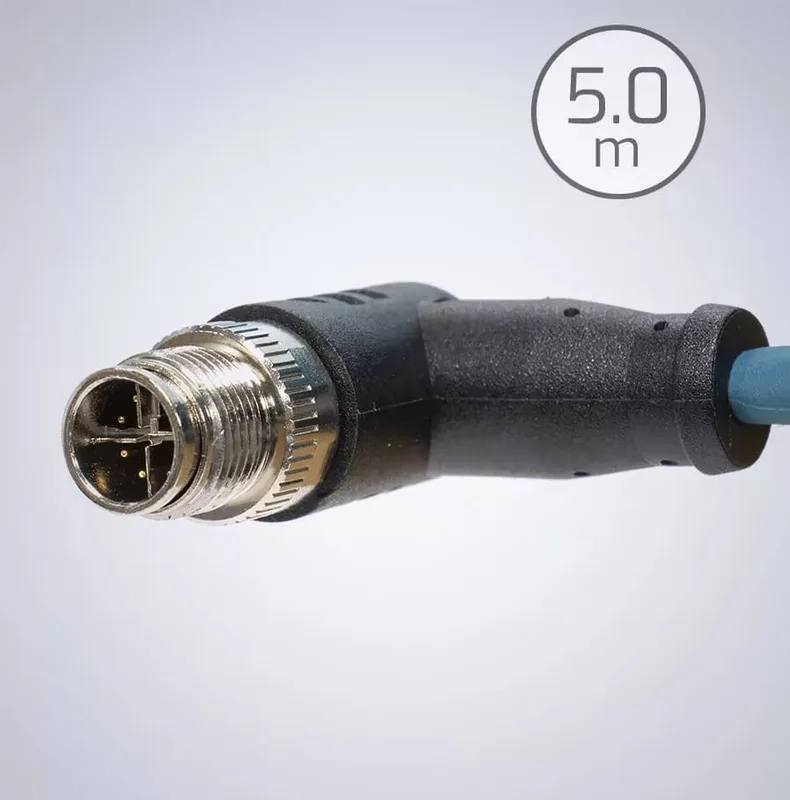 M12 to RJ45 IP67 Cat6a Cable [Right Angle, Triton Side] – 5m, Dark Green