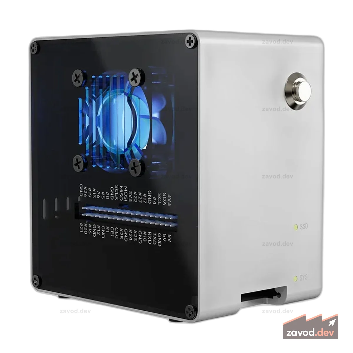 Корпус для мини-ПК Pironman 5-Mini NVMe M.2 SSD PCIe 2.0/3.0 для Raspberry Pi 5, Hailo-8L, AI Agent OpenClaw, активный кулер с ШИМ + вентилятор RGB, безопасное отключение, эффект RGB (RPI5 не входит в комплект)