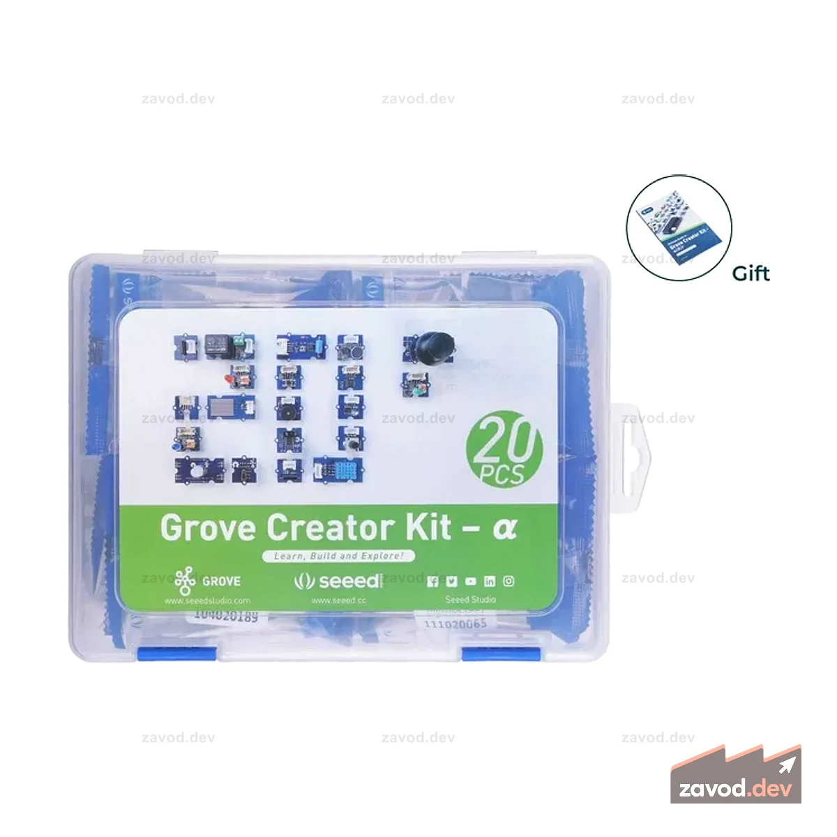 Grove Creator Kit — ɑ — 20 функциональных модулей Grove в одной коробке, экономичные, бесплатные и подробные руководства, удобные для начинающих, помощник в работе над проектами.