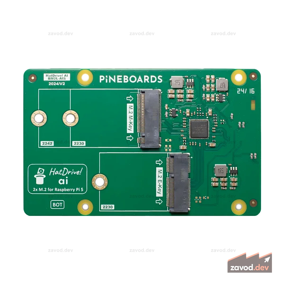 Сосновые доски HatDrive! AI (NVMe + Coral Edge TPU) для Raspberry Pi 5