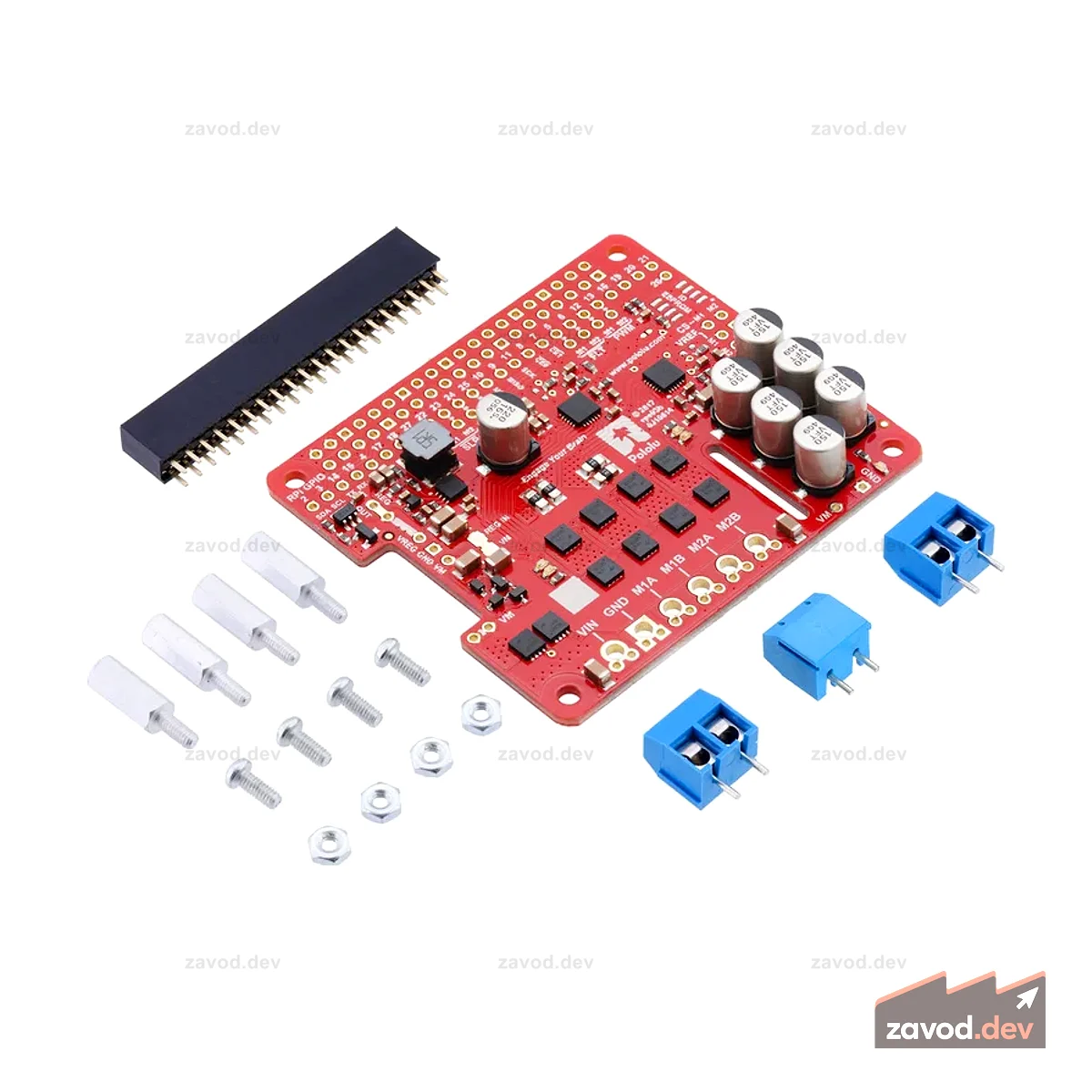 Драйвер двигателя высокой мощности Pololu Dual G2 18v18 для Raspberry Pi (неполный комплект)