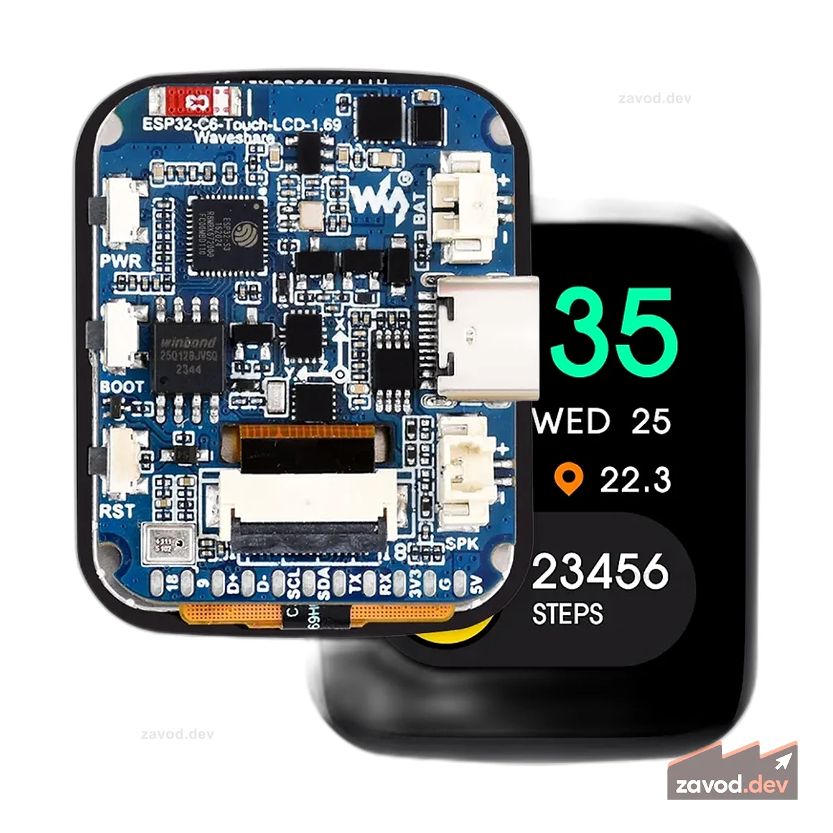 ESP32-C6 Плата разработки с сенсорным дисплеем 1,69 дюйма (240×280)