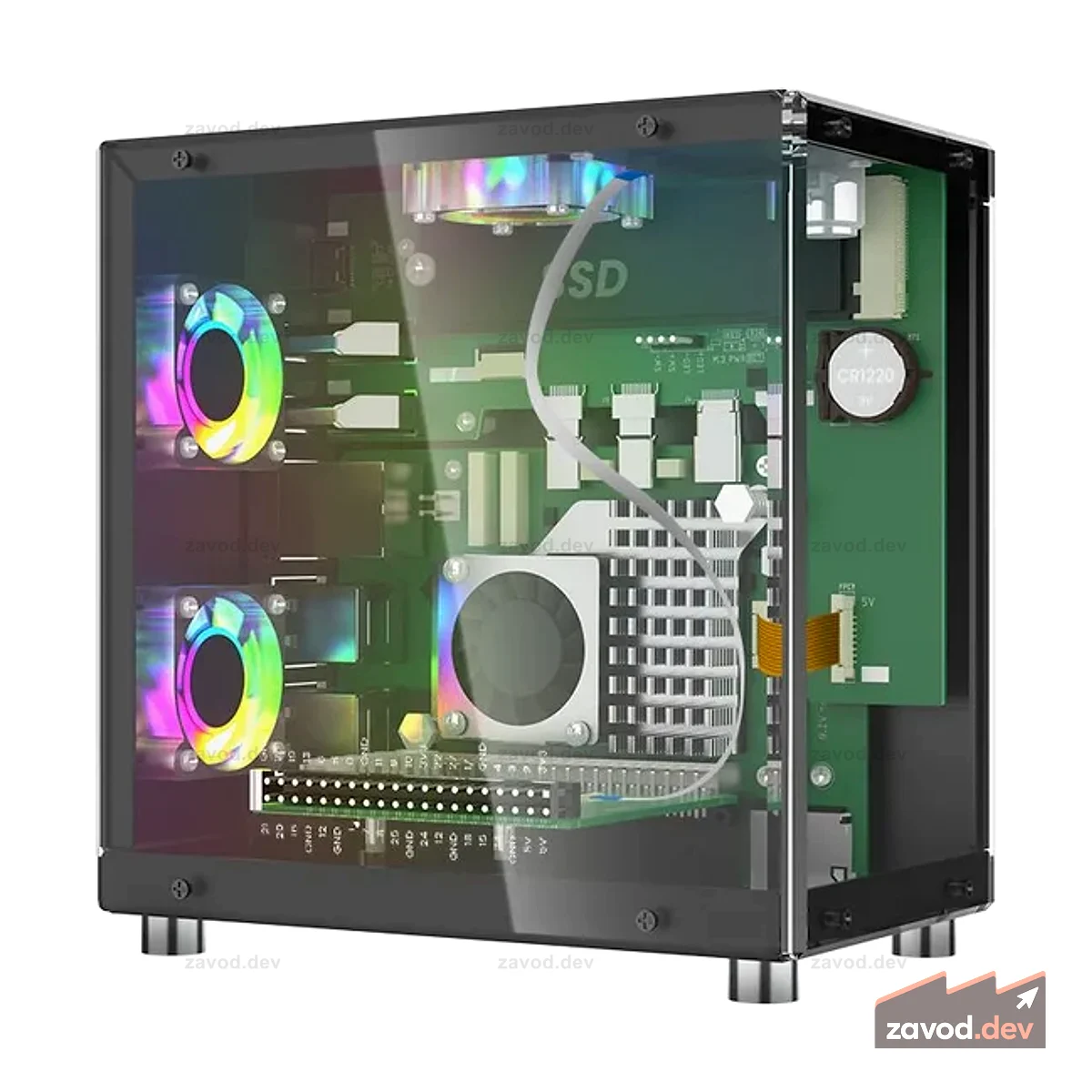 Корпус для мини-ПК Pitower Gen 1 с 1,3-дюймовым OLED-экраном для Raspberry Pi 5/Jetson Orin Nano