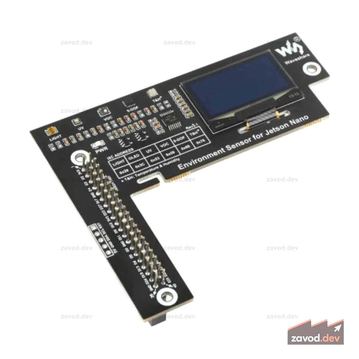 Модуль датчика окружающей среды Waveshare для Jetson Nano с 1,3-дюймовым OLED-дисплеем и шиной I2C