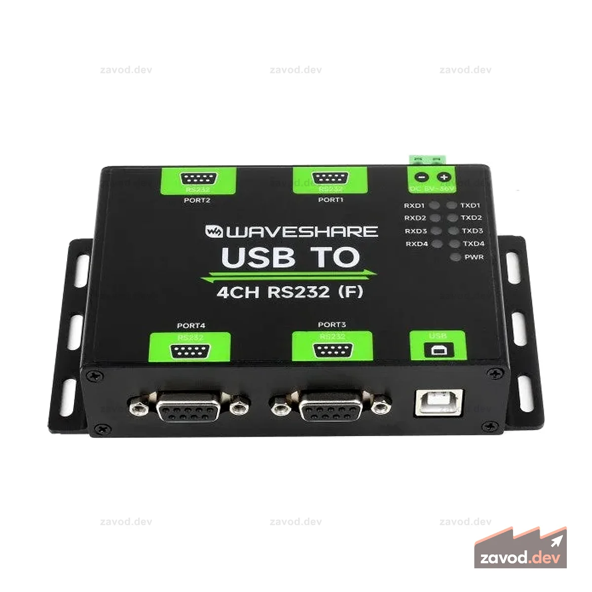 Промышленный изолятор Waveshare USB-zu-4-Kanal-RS232-Converter, Steckeranschluss