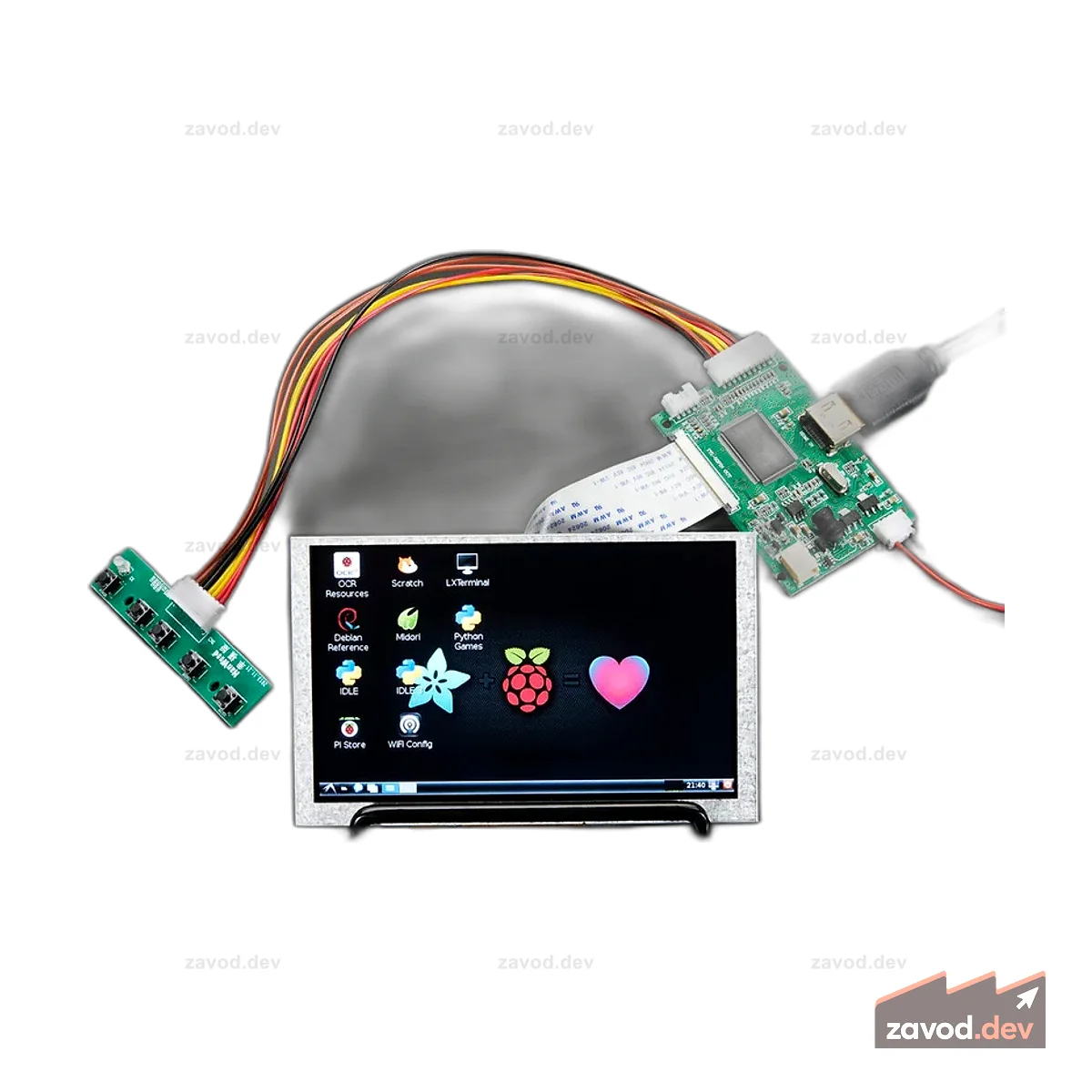HDMI 4 Pi: 5-дюймовый дисплей (без сенсорного экрана) с мини-драйвером — HDMI 800x480