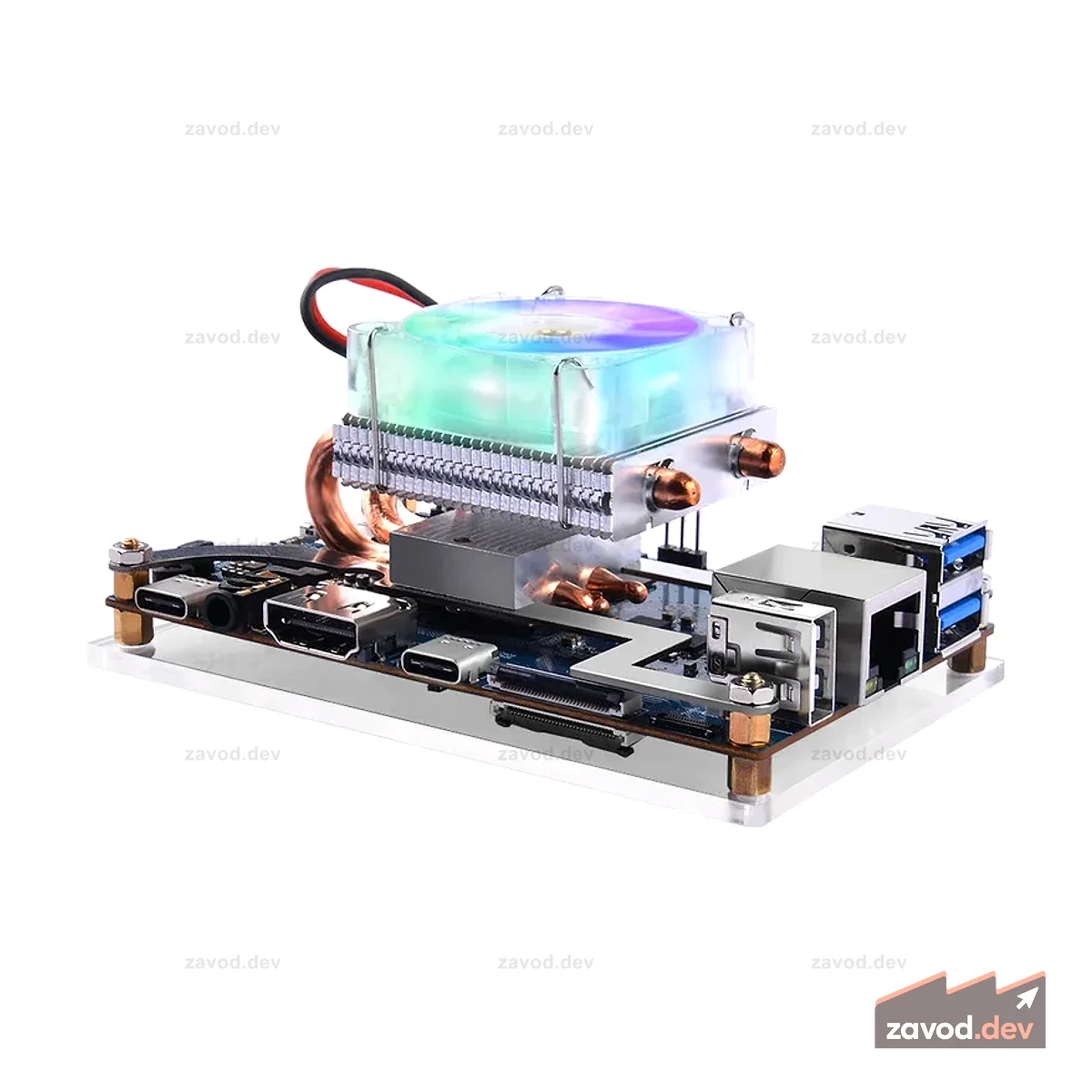 52Pi Низкопрофильный процессор ICE-Tower RGB со светодиодной подсветкой, охлаждающий вентилятор, радиатор для Orange Pi 5/5B