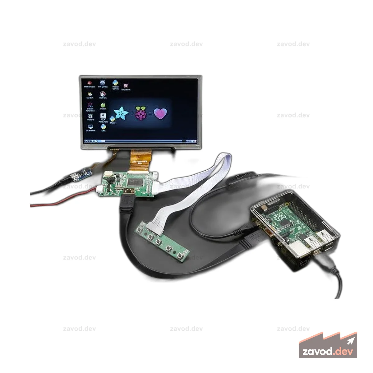 HDMI 4 Pi: 7 дисплеев с сенсорным экраном 1024x600 и мини-драйвером