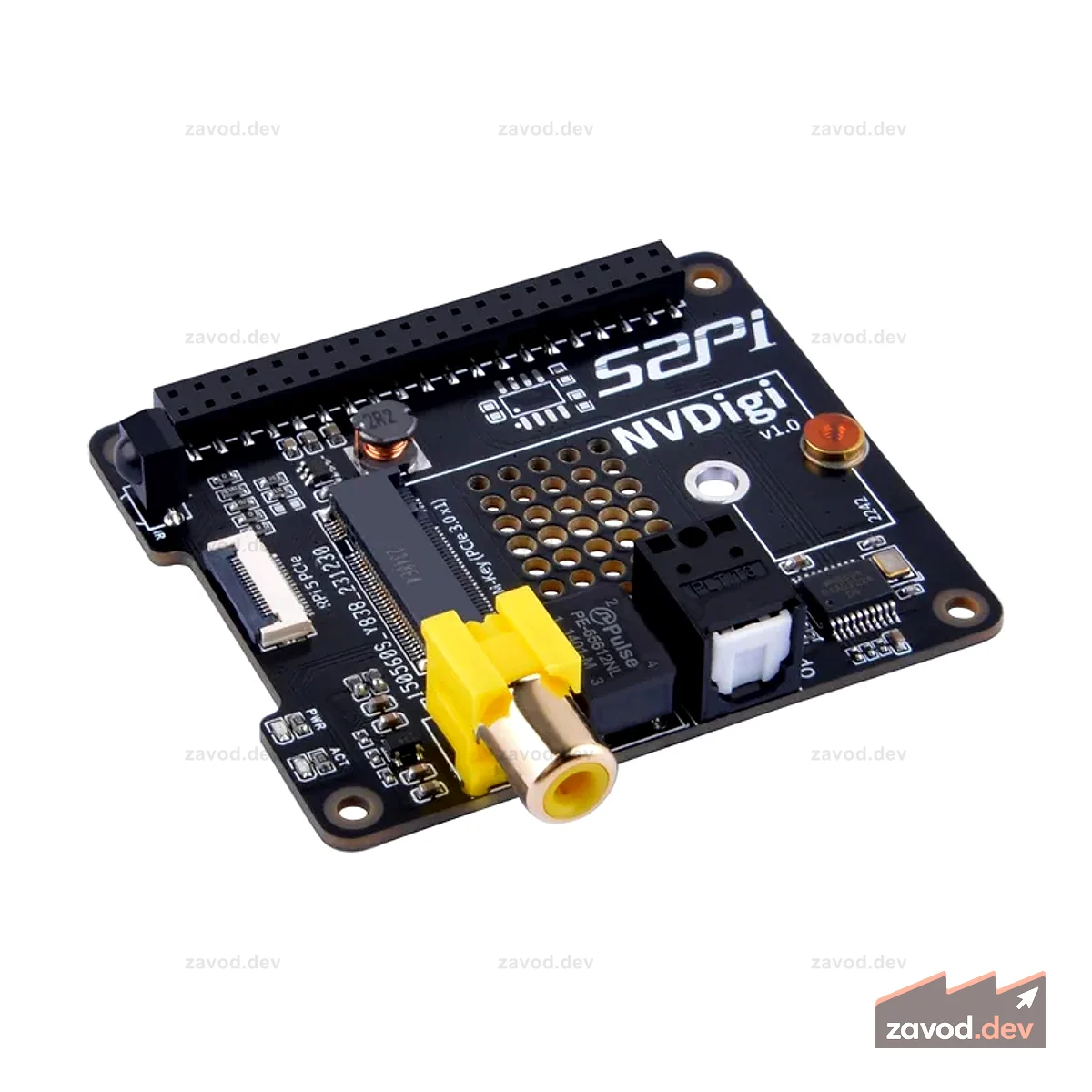 52Pi NVDigi для Raspberry Pi 5, с HiFi Digi и слотом M.2 PCIe для SSD NVMe 2242/2230