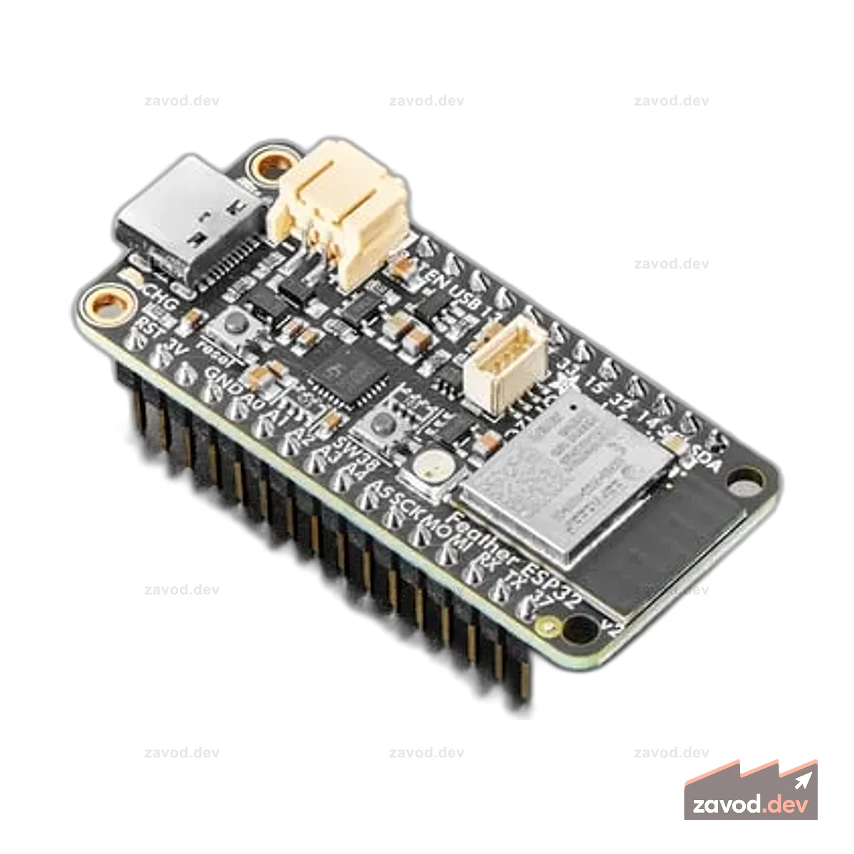 Adafruit ESP32 Feather V2 с разъемами — 8 МБ флэш-памяти + 2 МБ PSRAM
