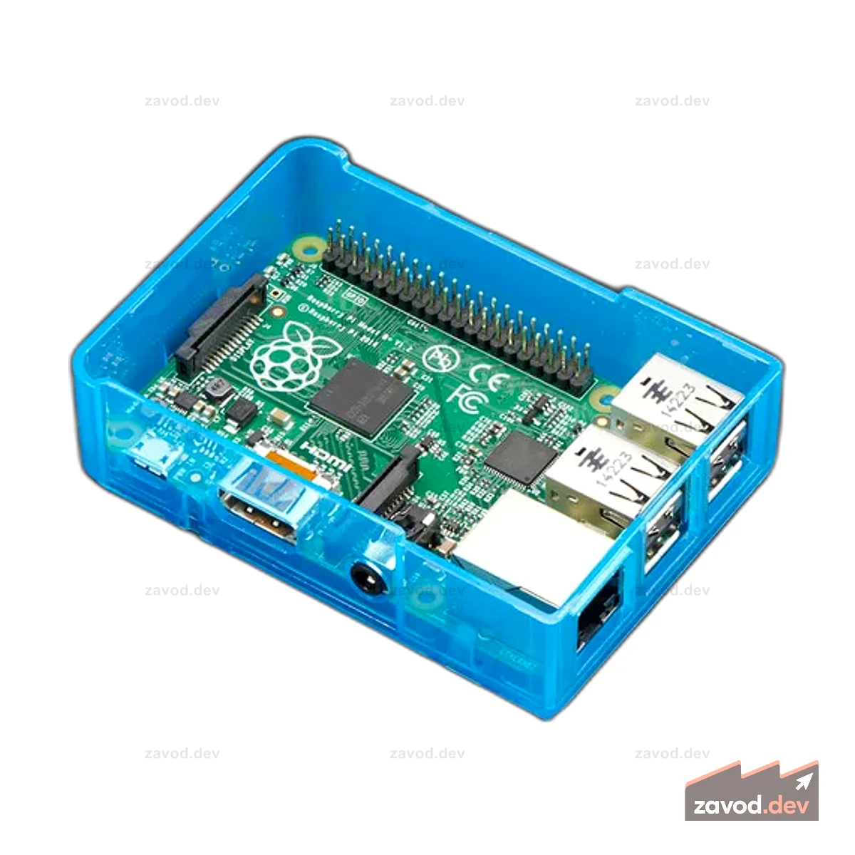 Основание корпуса Pi Model B+ / Pi 2 / Pi 3 — синий