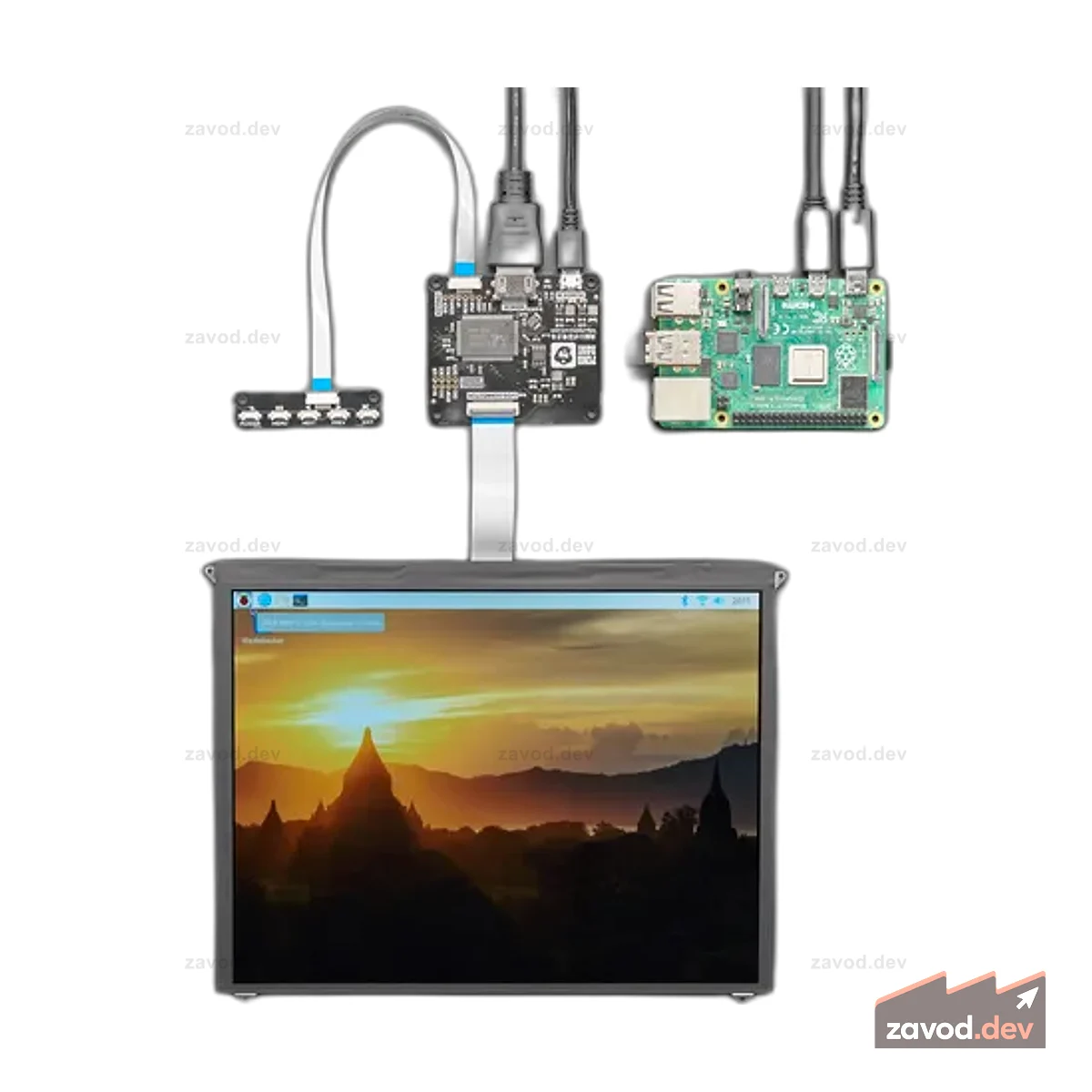 Комплект ЖК-экрана Pimoroni HDMI 10 дюймов IPS — 1024x768