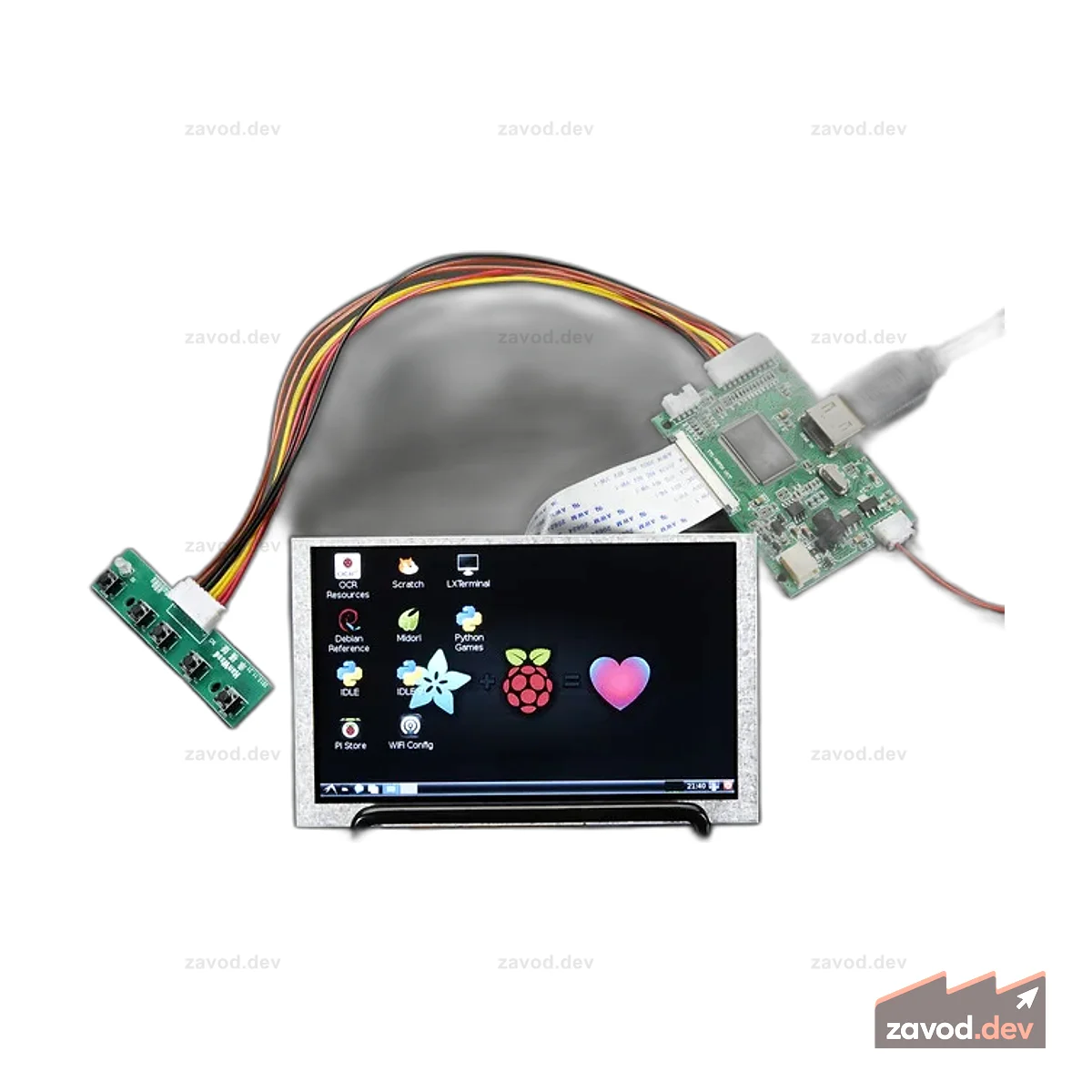 HDMI 4 Pi: 5-дюймовый дисплей (без сенсорного экрана) с мини-драйвером — 800x480 HDMI