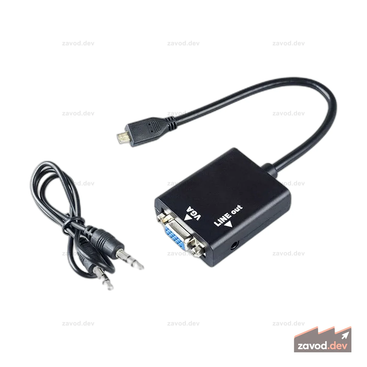 Видеоадаптер HDMI-VGA и стереокабель «папа/папа» 3,5 мм