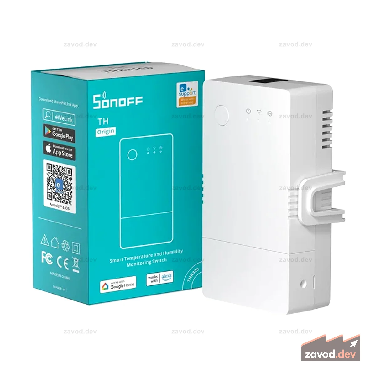 Умное реле Sonoff Wi-Fi с входом датчика (230 В / 16 А)