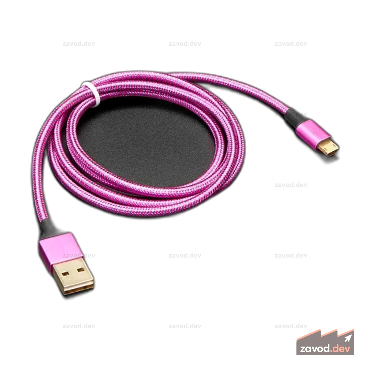Полностью двусторонний розовый/фиолетовый кабель USB A — micro B — длина 1 м