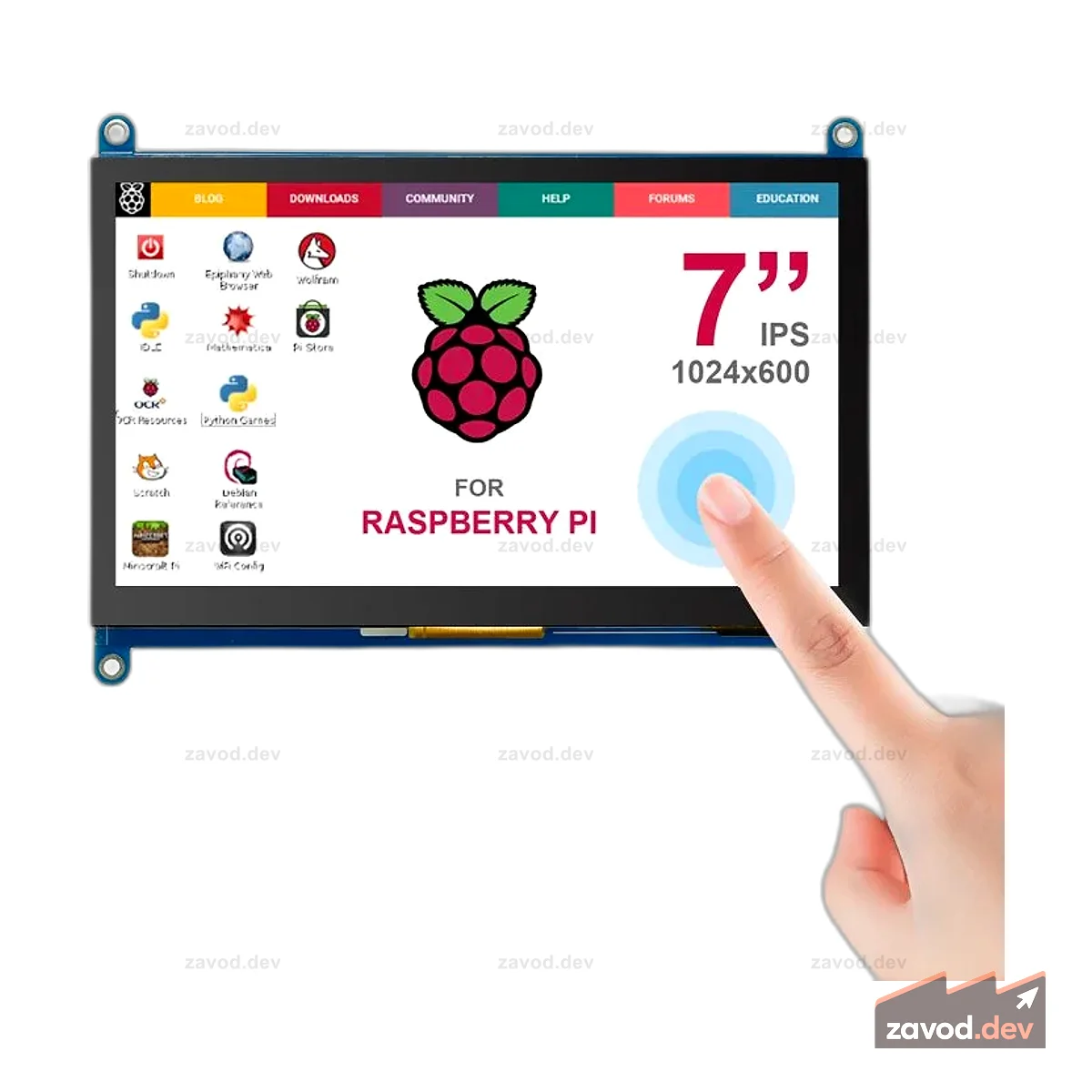 RC070N 7-дюймовый сенсорный монитор с разрешением 1024×600 и 9 языками экранного меню